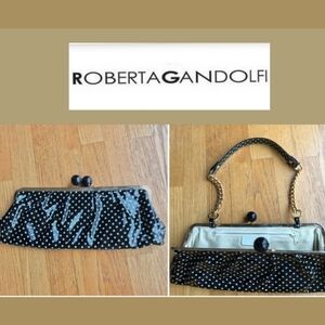 Roberta Gandolfi - Patent Leather‎ Polka Dot Chain Strap Kiss Lock Bag